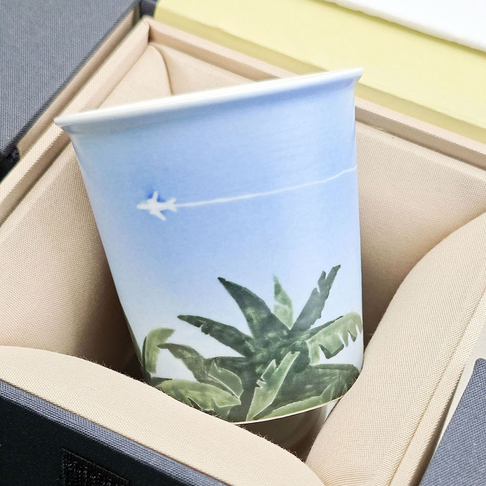 定制陶瓷手绘椰树清新咖啡杯