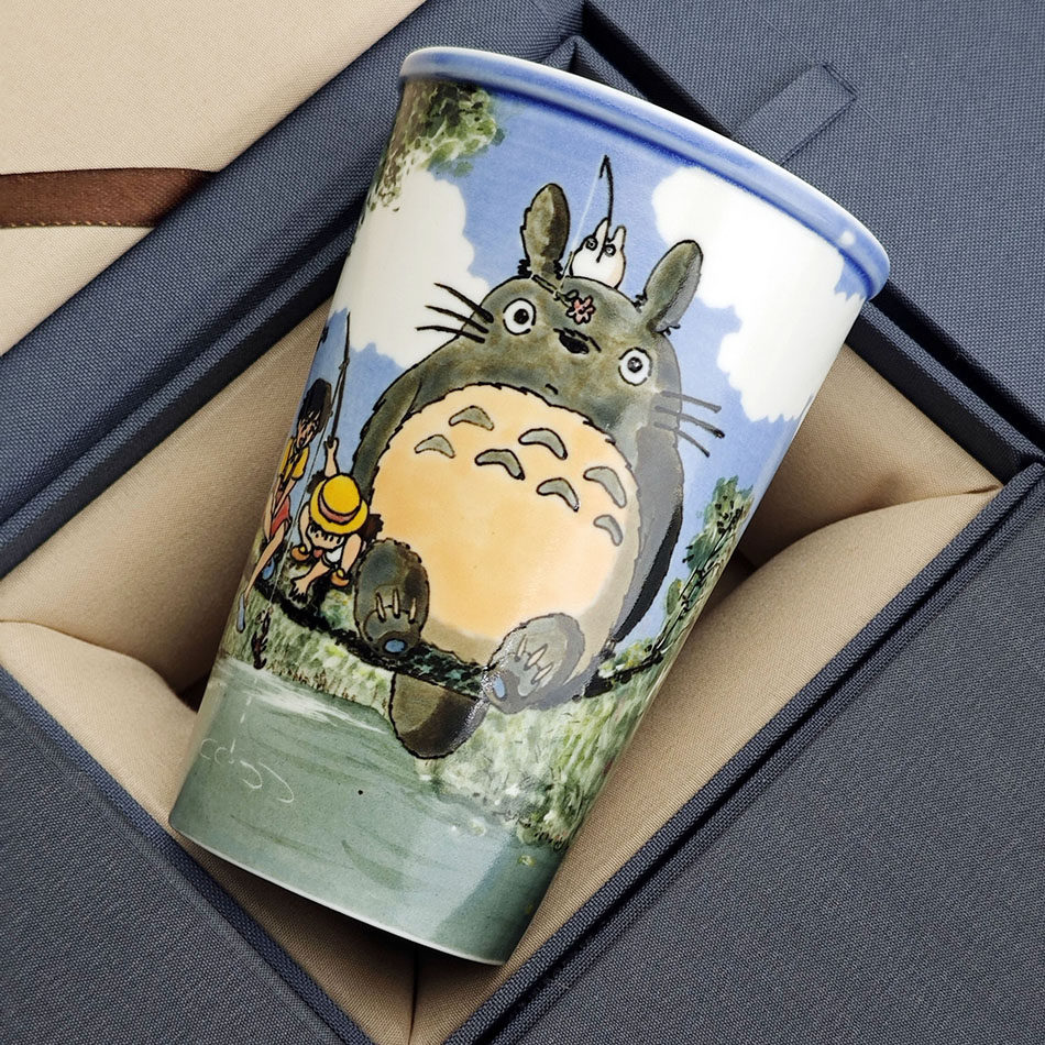 手工定制釉下彩卡通龙猫陶瓷咖啡杯手绘动漫水杯可爱杯子可乐杯