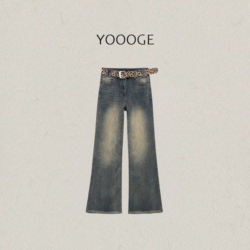 右格Jeans 高级感显腿长加绒弹力高腰微喇牛仔裤女气质显瘦超模裤