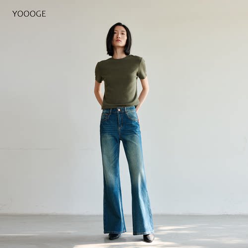 右格Jeans 高级感显腿长高腰微喇牛仔裤女休闲时尚百搭休闲裤秋冬