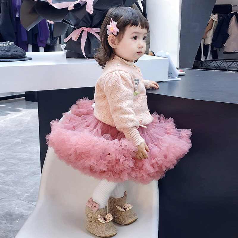 女童短裙tutu裙宝宝凸凸半身裙洋气公主网纱兔兔裙婴儿蓬蓬裙礼服