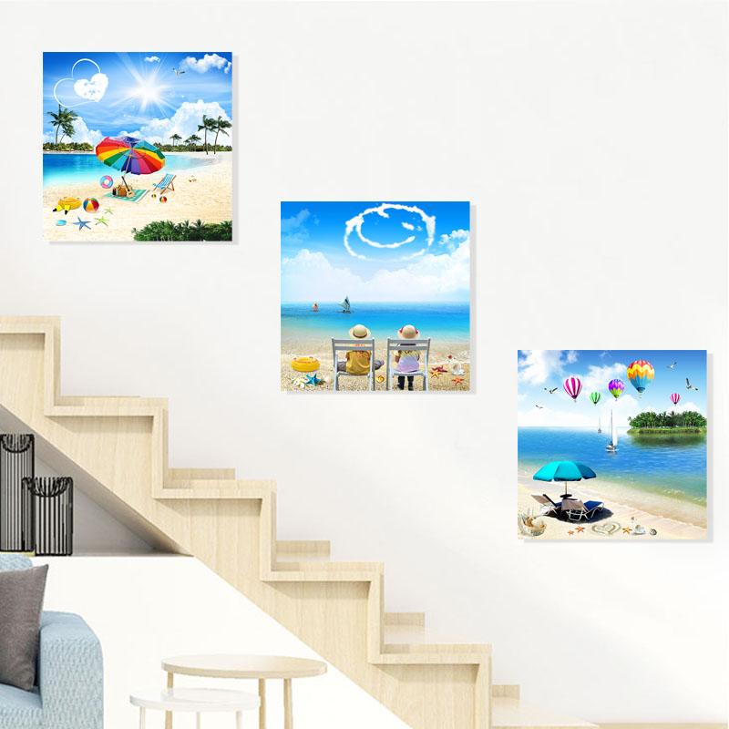 地中海风格装饰画蓝色海星现代简约楼梯间复式楼过道餐厅卧室挂画