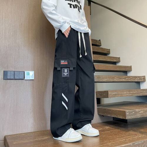 多口袋工装裤男士春秋夏季薄款新款宽松直筒潮流运动裤百搭休闲裤