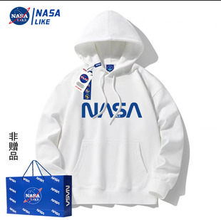 NASA联名100%纯棉卫衣男连帽青春套头情侣宽松流行青年外套上衣男