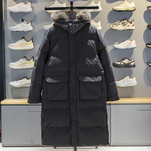 80%鸭绒保暖宽松连帽外套AYMV343 新品 李宁男子长款 羽绒服2025冬季