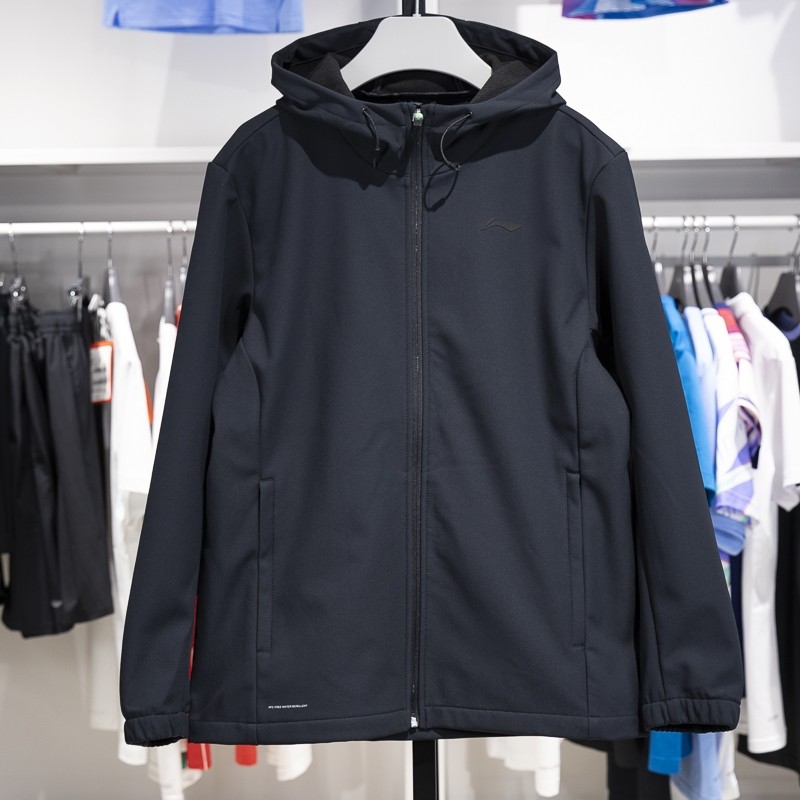 李宁男子连帽防泼水运动风衣