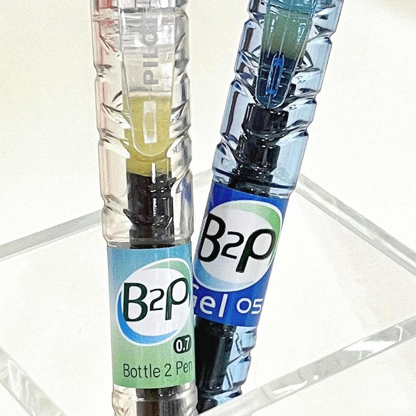 日本pilot百乐矿泉水笔0.5美版宝特瓶透明b2p按动考试中性笔0.7mm