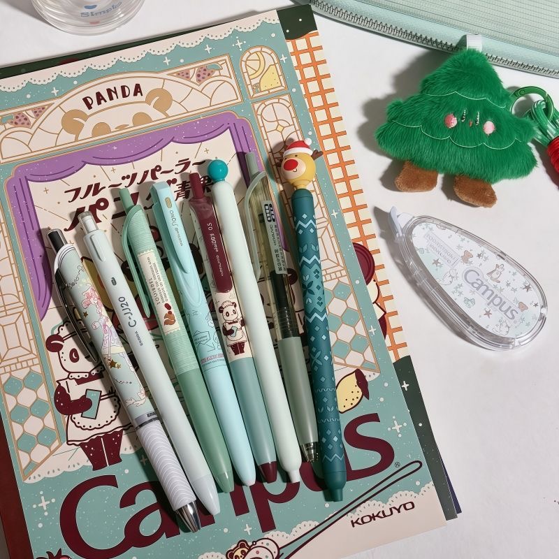 圣诞KOKUYO国誉按动中性笔薄巧配色熊猫联名速干不易脏手中学生用