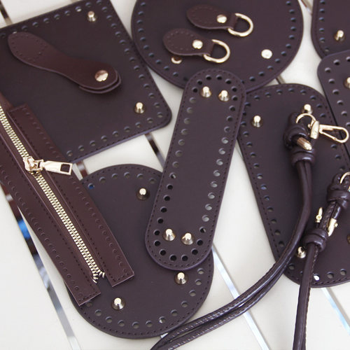 皮质PU底板手工编织椭圆形包底托