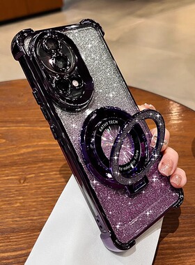 闪粉磁吸支架适用华为nova12pro手机壳新款nova13透明硅胶电镀nova10气囊防摔nova9奢华男女全包nova8高级感