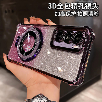 闪粉气囊支架适用opporeno12pro手机壳reno11新款镜头全包防摔reno678910软硅胶高级感5pro曲面屏女0pp0外壳