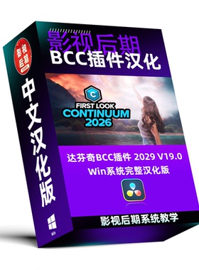 达芬奇BCC插件汉化特效转场Win名称参数完整汉化2026 v19.0