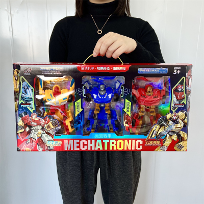 儿童变形机器人汽车人模型大礼盒