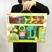 儿童发光陀螺枪男孩户外飞碟竹蜻蜓玩具套装 幼儿园培训班送礼礼盒