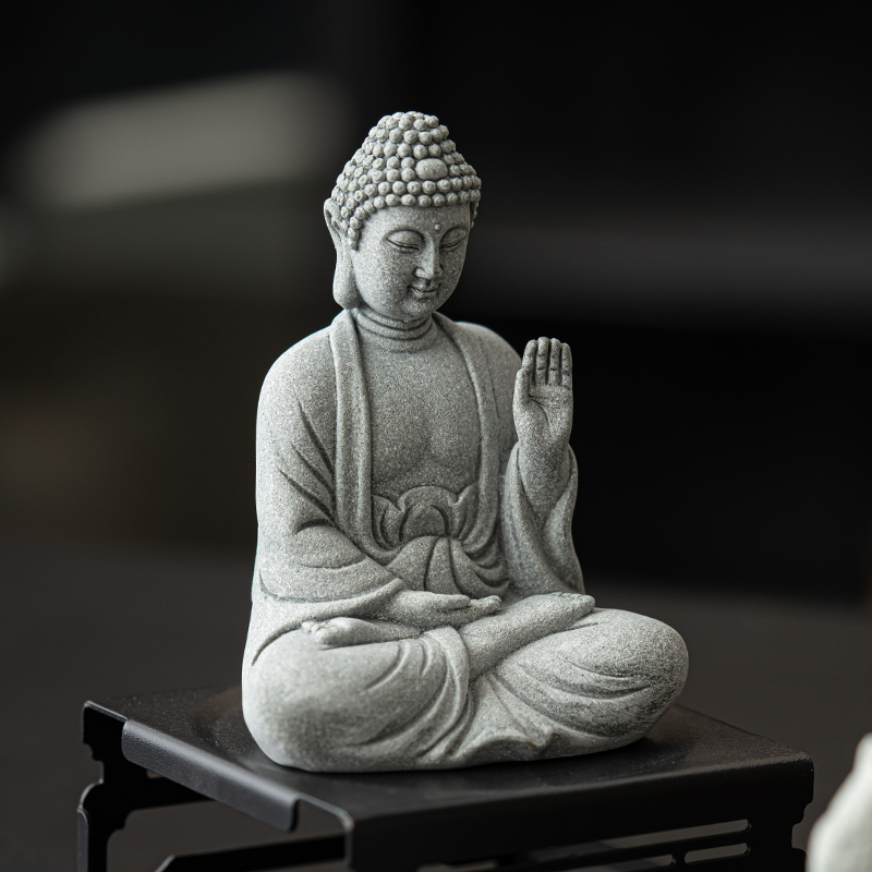 晨翔青砂石佛像摆件鱼缸造景坐佛