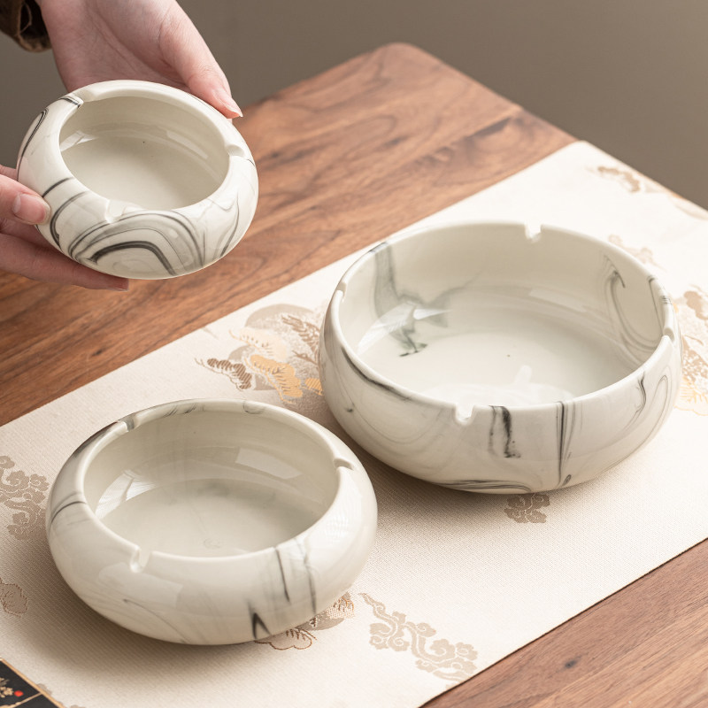 晨翔水墨风陶瓷烟灰缸家用客厅复古中式客厅轻奢办公室高级感烟缸