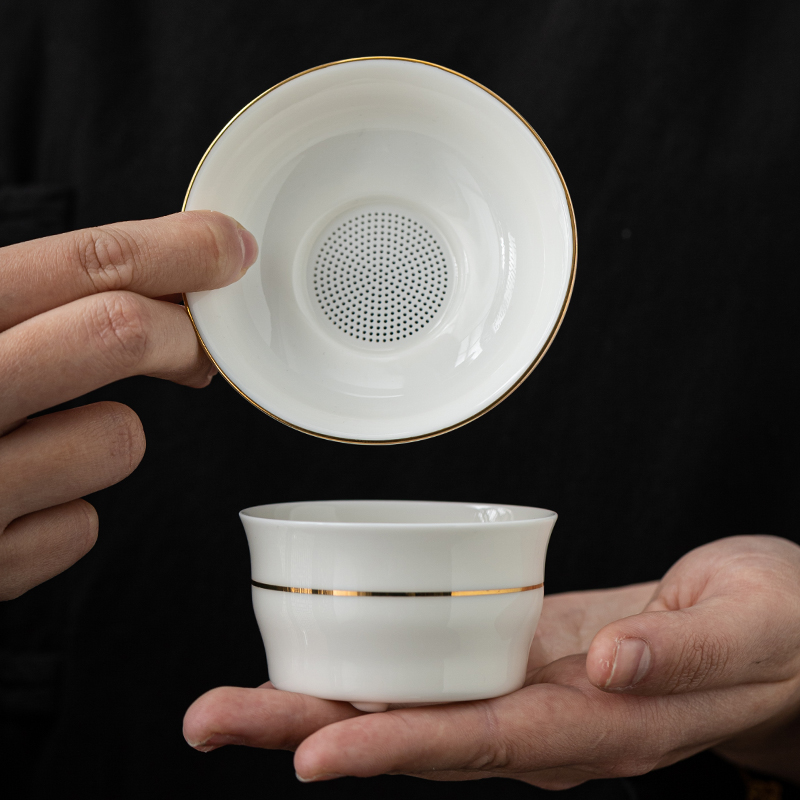 羊脂玉白瓷茶漏茶滤茶叶过滤网陶瓷茶隔高档公道杯滤茶器茶具配件