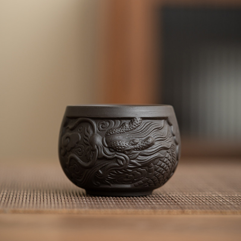 晨翔高档紫砂祥龙主人杯品茗杯陶瓷功夫茶具家用办公室泡茶盏单杯
