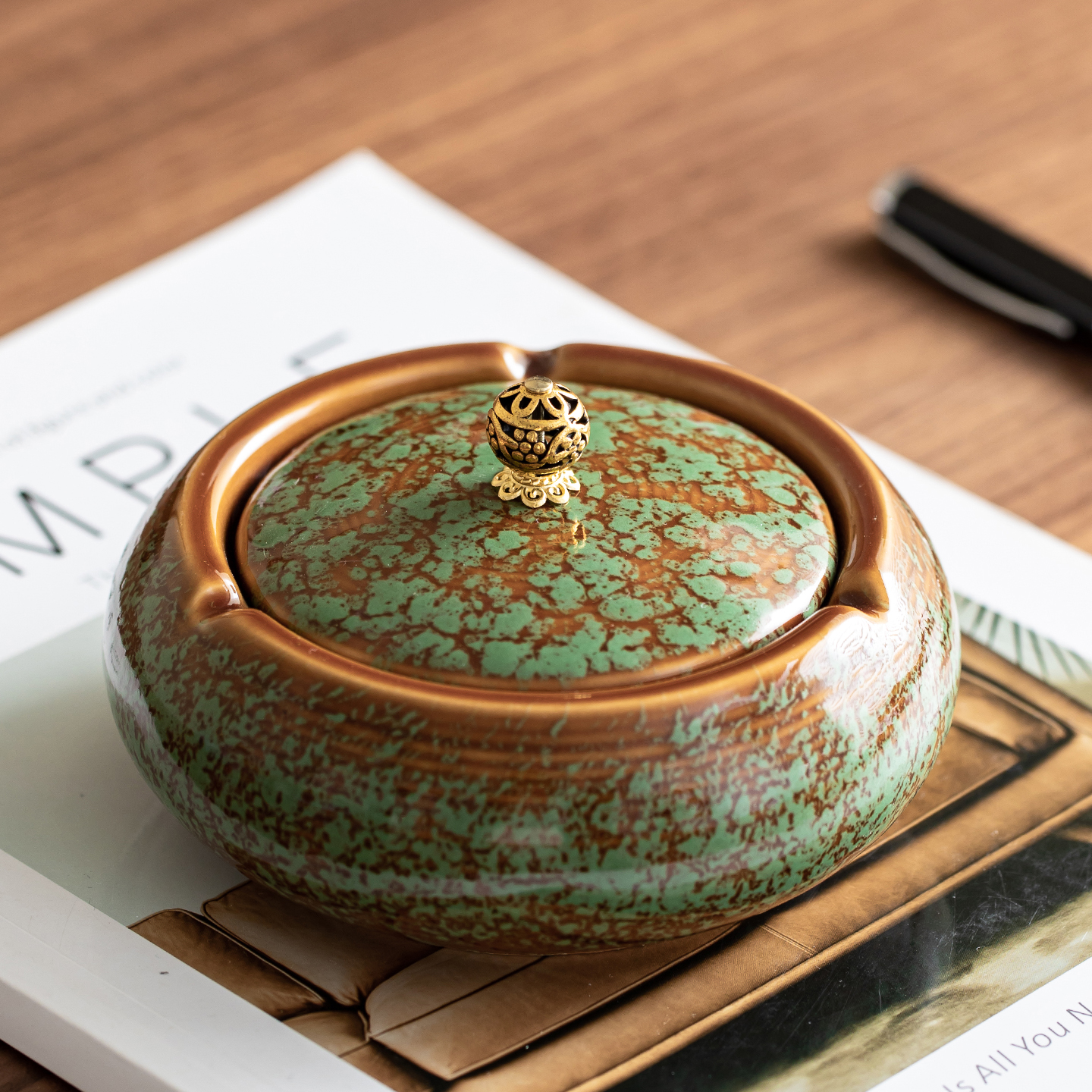 创意窑变烟灰缸家用客厅办公室