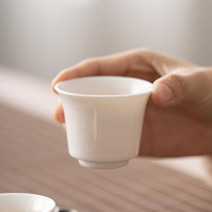 晨翔 羊脂玉瓷小茶杯德化功夫茶杯品茗杯白瓷茶盏主人杯单杯家用