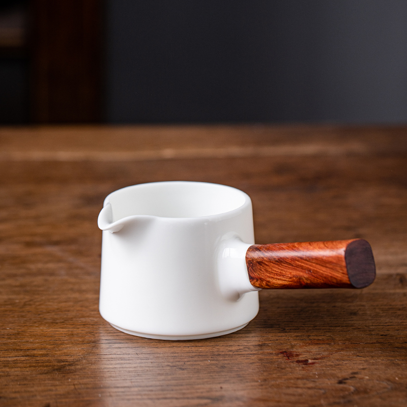 羊脂玉侧把公道杯泡茶功夫茶器茶具配件茶海陶瓷公杯茶漏功道茶杯