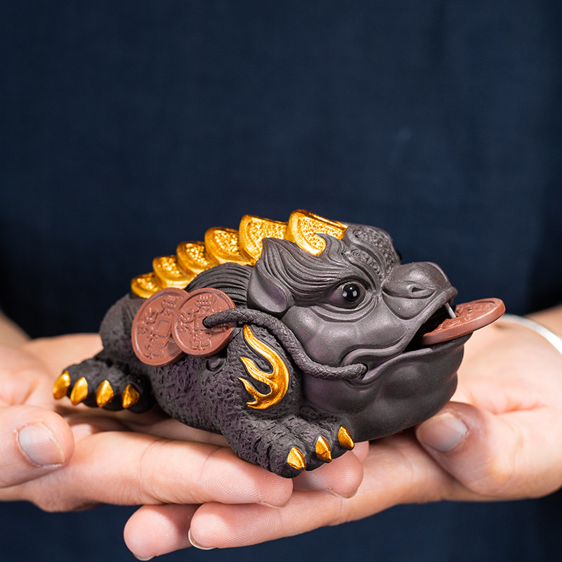 紫砂金蟾茶宠可养招财茶台配件茶桌蟾蜍精品茶具纯全手工装饰摆件,餐饮具,茶宠摆件,淘宝优惠券,粉丝福利购,淘宝优惠卷