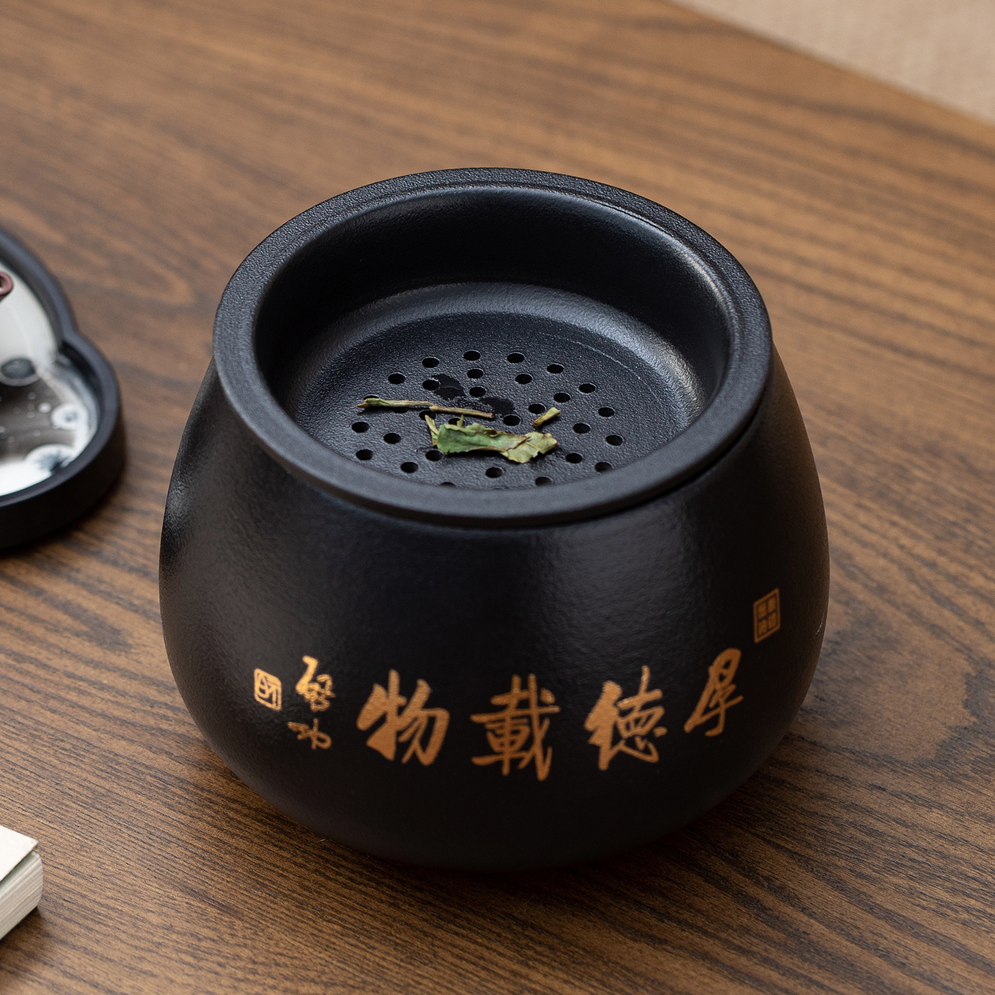 黑陶茶渣缸陶瓷茶洗建水过滤