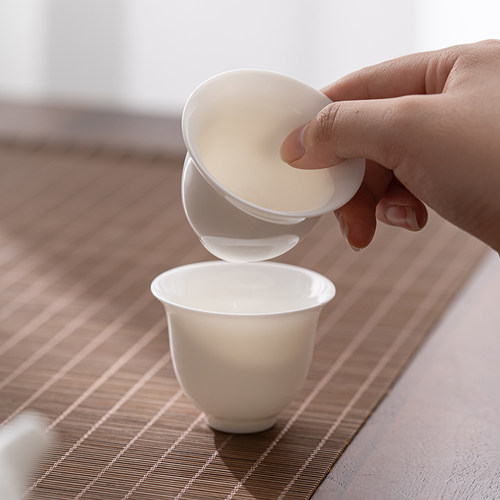 晨翔羊脂玉功夫茶杯德化白瓷喝茶