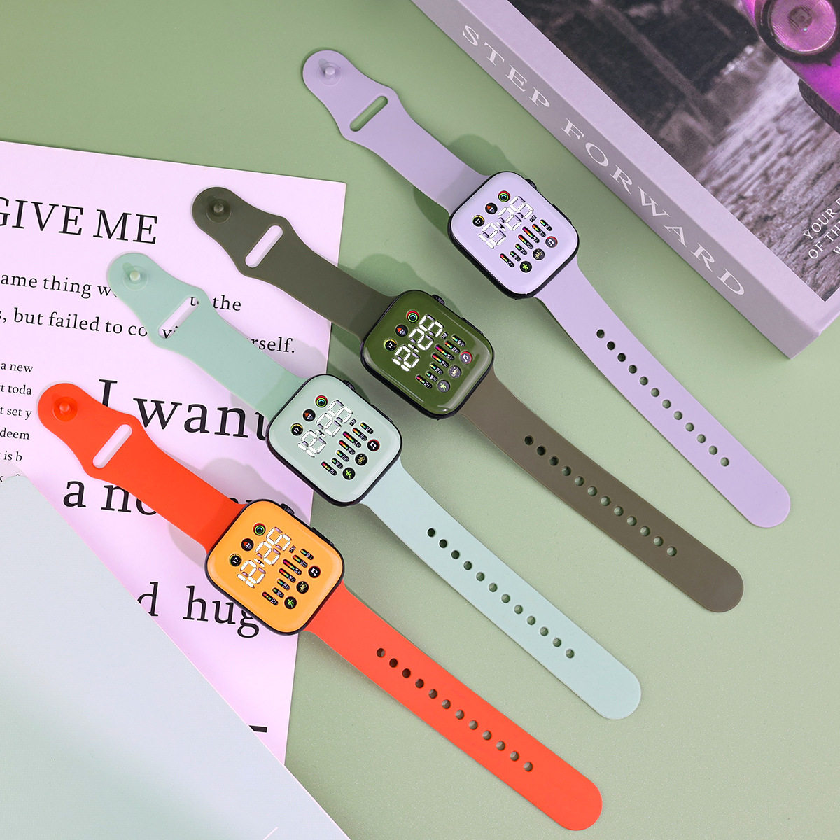彩屏电子手表初高中学生韩版时尚科技感炫酷按键森系运动手表男款