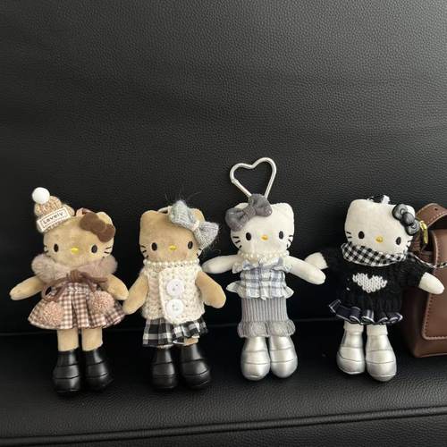 新款可爱长腿kitty毛绒挂件裙子换装娃衣ins风玩偶挂饰背包