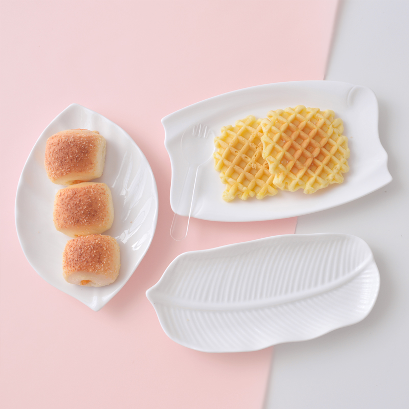 陶瓷白色长方形盘芭蕉叶盘鱼盘陶瓷碟子酒店摆盘家用寿司盘点心盘,餐饮具,碗,淘宝优惠券,粉丝福利购,淘宝优惠卷