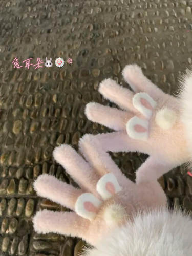 介个冬天被小兔子小猫包围好幸福！可爱小兔少女心加厚保暖手套潮