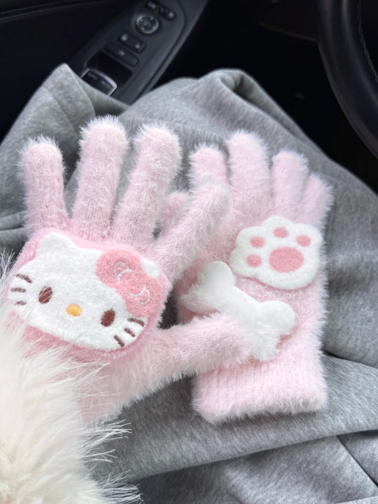小猫咪猫爪趣味小骨头！可爱软萌少女心冬季保暖仿貂绒防寒手套潮