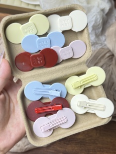 马卡龙“wer”同色底座发夹甜美少女心百搭侧边刘海夹发饰头饰潮