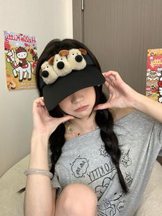 脑门开门狗•可爱毛绒掌门狗空顶鸭舌帽2025新款夏季防晒遮阳帽潮