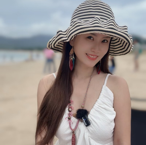 条纹大帽檐遮阳帽沙滩旅游度假防晒2025新款ins潮气质百搭渔夫帽