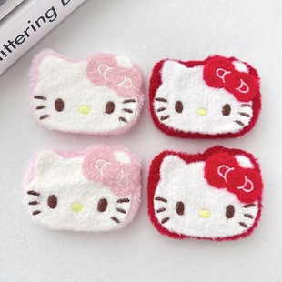 软萌可爱毛绒kitty加厚加大双层胸针鞋扣辅料2026新款半成品配件