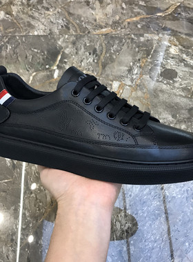 H.K.AIDEBO真皮男鞋新款黑色透气休闲板鞋时尚青年百搭潮流皮鞋子