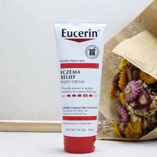 现货美国Eucerin优色林燕麦精华高保湿 神经酰胺止痒湿zhen霜396g