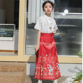 新款 半身裙女中国风古装 套装 短袖 汉服 儿童唐装 女童马面裙2024夏季