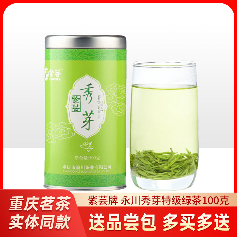 紫芸永川秀芽茶叶绿茶100g 重庆特产 新茶 明前炒青散装茶2件包邮