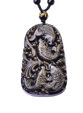 天然年年有余金曜石挂坠