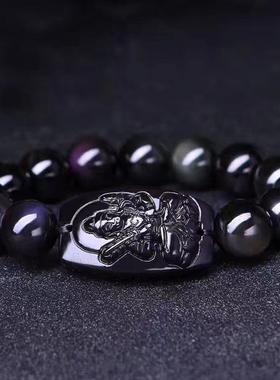 彩虹眼黑曜石虚空藏菩萨属虎手链