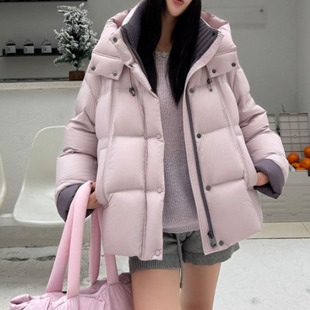 95白鸭绒韩版 时尚 面包服外套厚 羽绒服新女冬季 杭州羽绒W637中长款