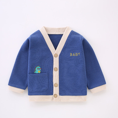 新款V领儿童针织开衫春秋冬婴幼儿外套棉质宝宝打底衫上衣韩版潮