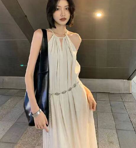 气质慵懒度假棉麻挂脖无袖