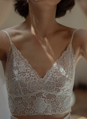 法式bralette内衣蕾丝女夏季无钢圈胸罩法式内衣薄款小胸文胸女背