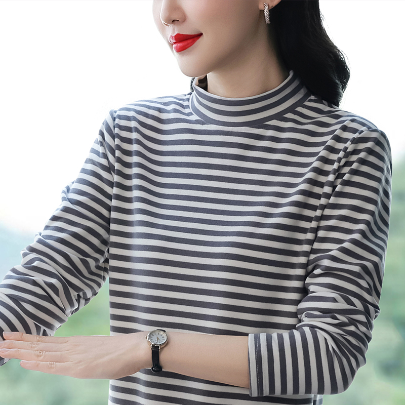 德绒打底衫女秋冬新款半高领保暖