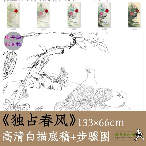 工笔画白描底稿x018《独占春风