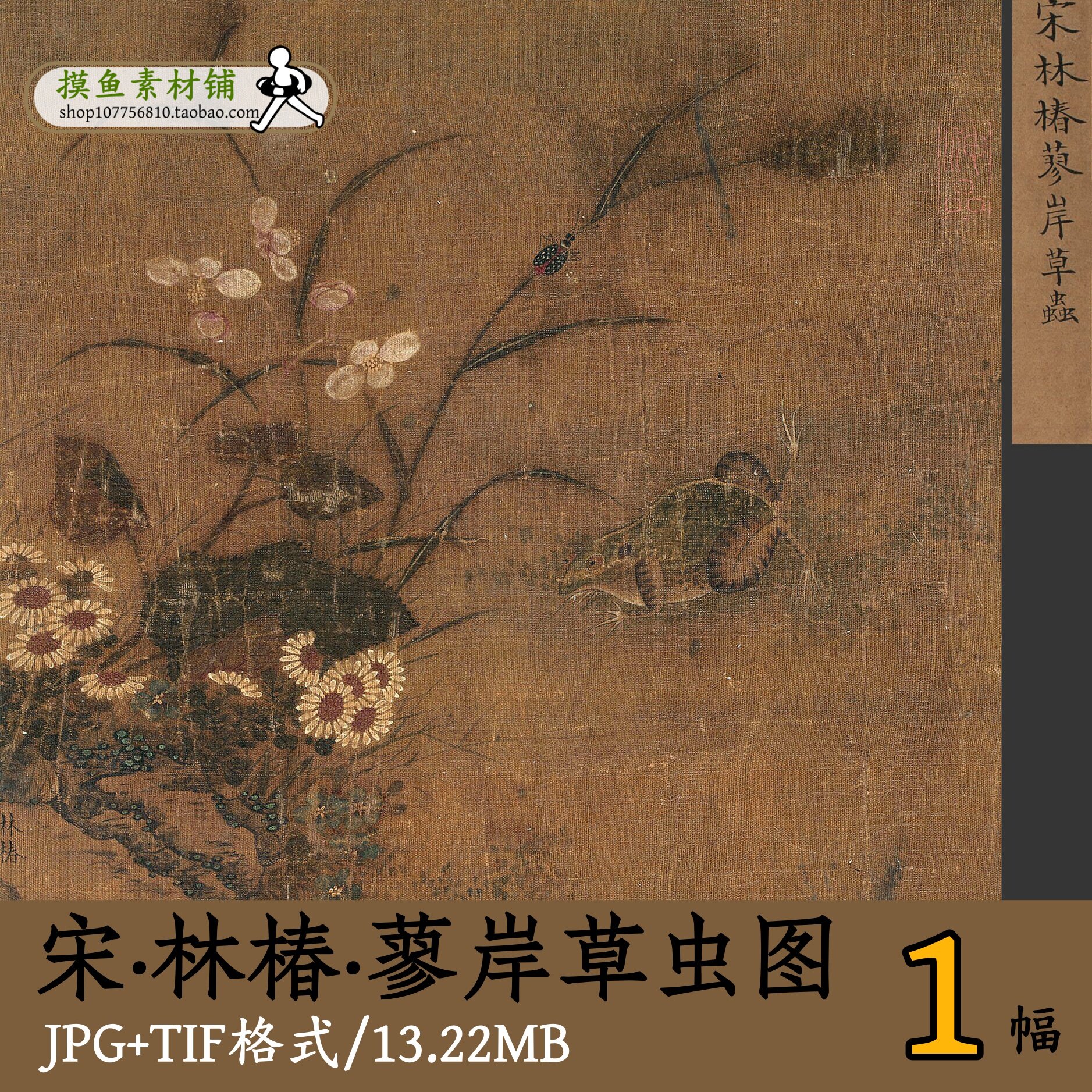 宋代林椿蓼岸草虫图/宋画宋人小品电子版古画原图国画花鸟gd1365